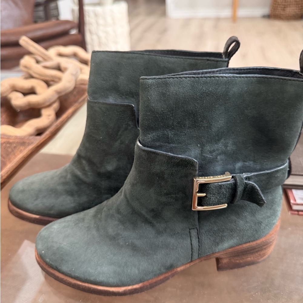 Tory Burch Dark Green Suede Ankle Boots